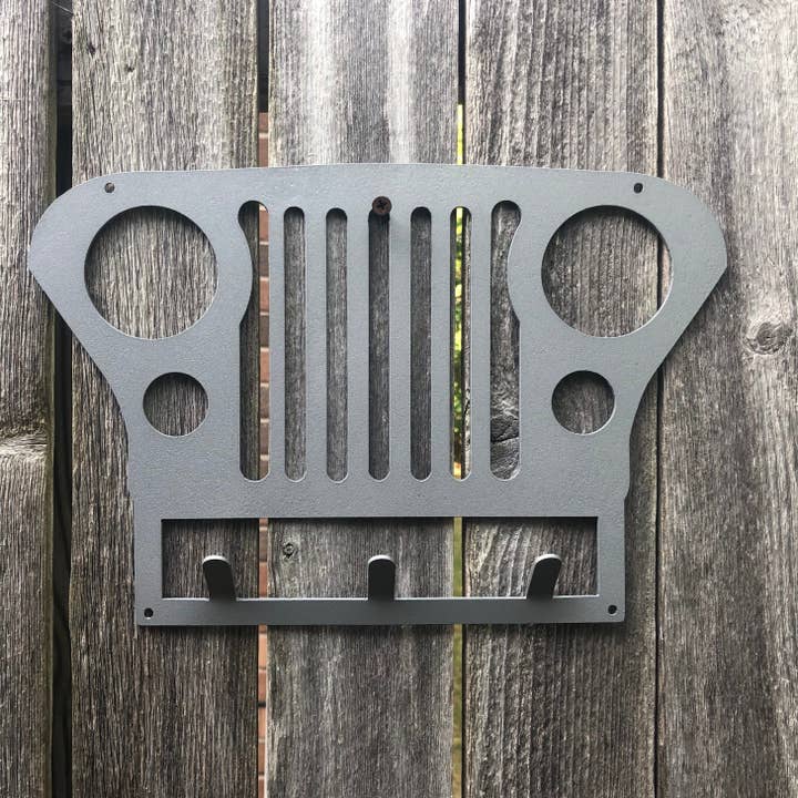 12-Inch Jeep Grille Key & Coat Hanger by Woodpost Metalworks
