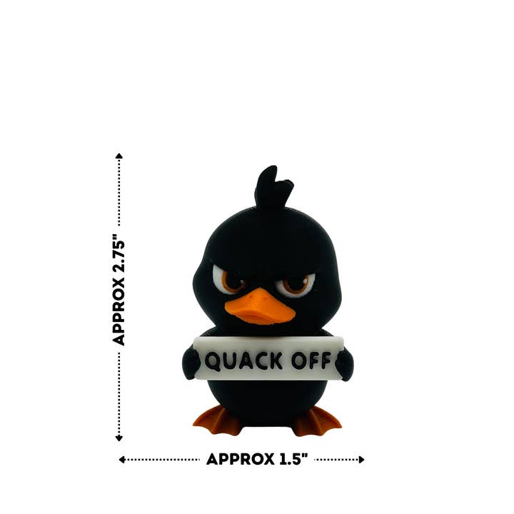 Supplier side view of Quack Off duckling figurine