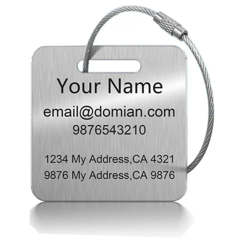 Supplier brushed aluminum tag and wire loop reference for the planned Flock Tag