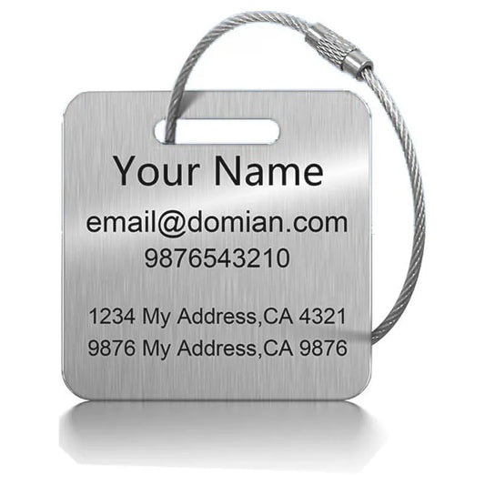Supplier brushed aluminum tag and wire loop reference for the planned Flock Tag