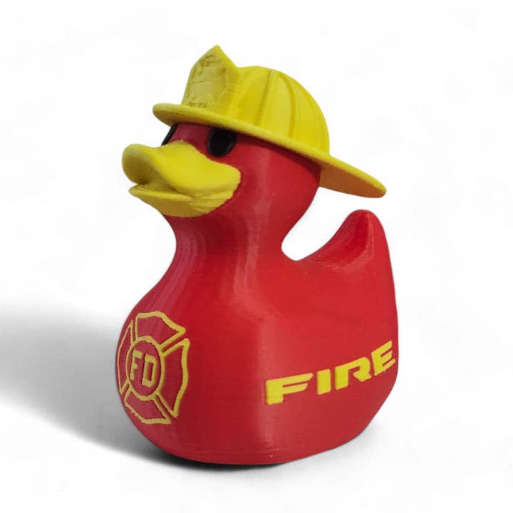 Firefighter-themed rubber duck collectible