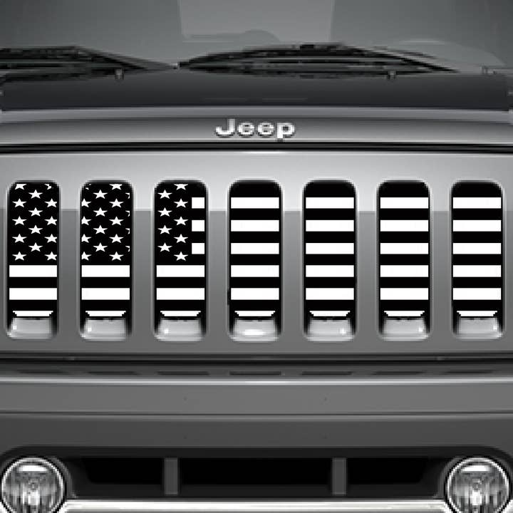 Black & White Flag Jeep Gladiator Grille Insert by Dirty Acres