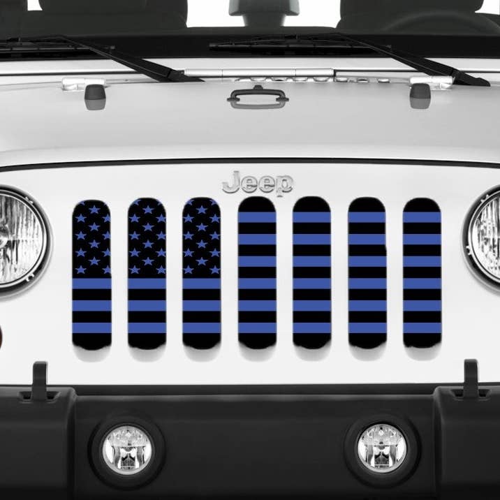 Black & Blue Flag Jeep Gladiator Grille Insert by Dirty Acres