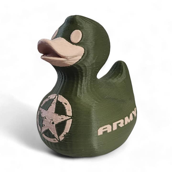 Army-themed rubber duck collectible